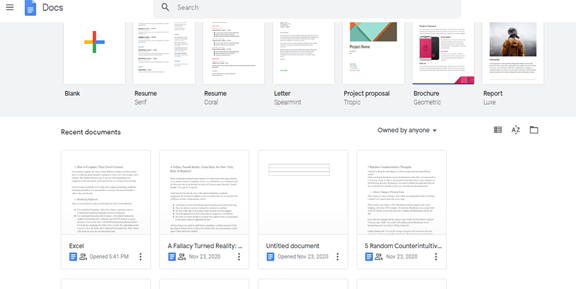 make a new folder on g docs