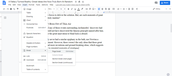 How To Start A New Page In Google Docs