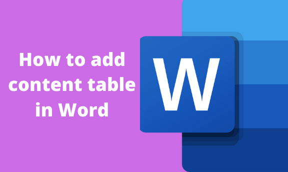 How To Add Content Table In Word