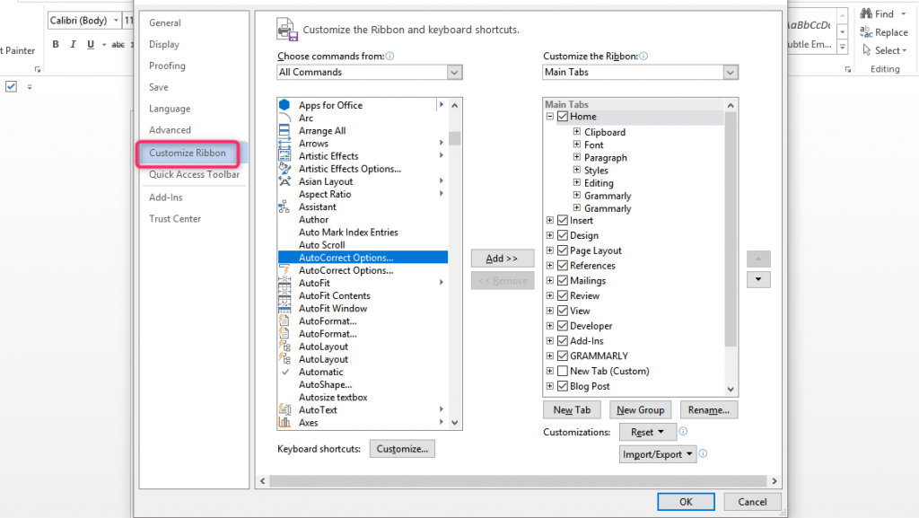 How to activate, add & remove autocorrect tool in Word - Docs Tutorial