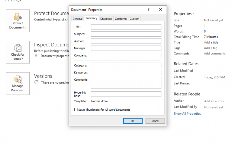 How To Add Document Properties In Word