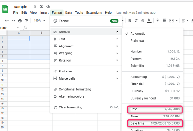 How To Change Date Format Using Google Sheets Docs Tutorial