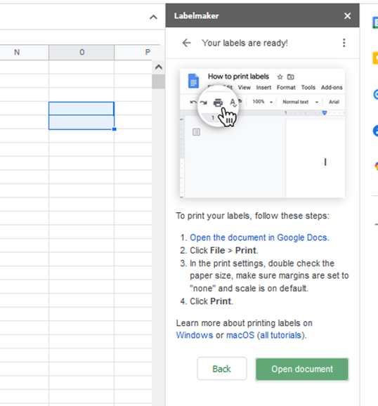 How to print address labels on Google Sheets - Docs Tutorial