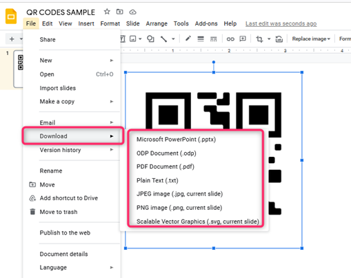 how to make a qr code for a google presentation