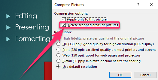powerpoint reduce size of pictures
